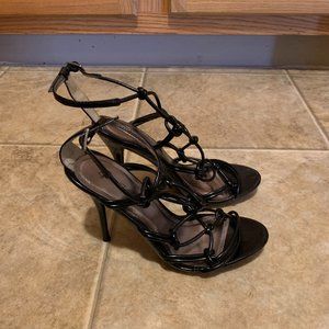 Black Strap Heels w/ Detailed Knots